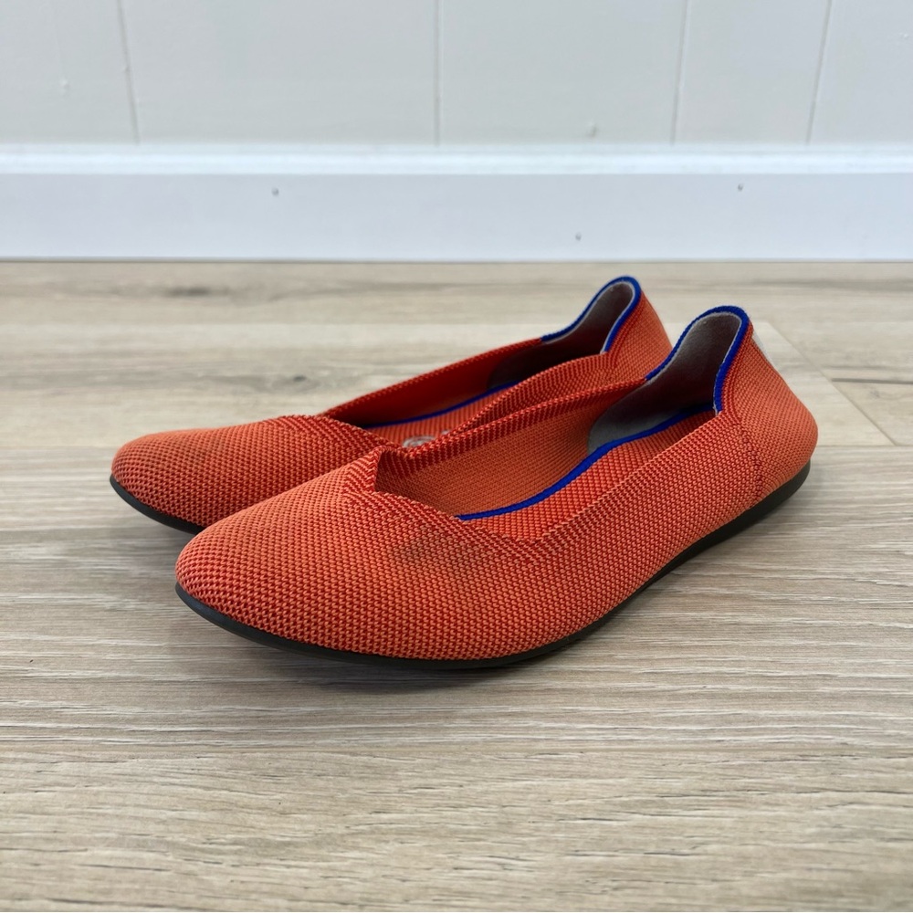 Rothy's Orange Flats with Blue Trim
